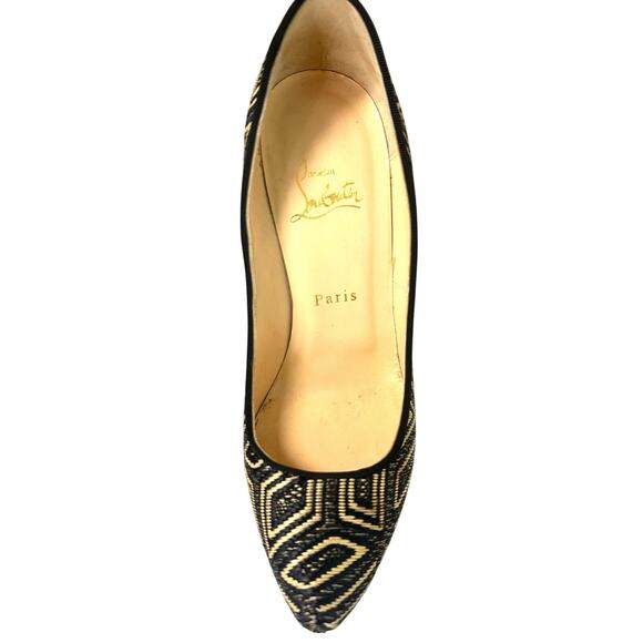 Christian Louboutin Daffodile 160 Platform Pumps Panama Black Cream 38.5 - Picture 7 of 14